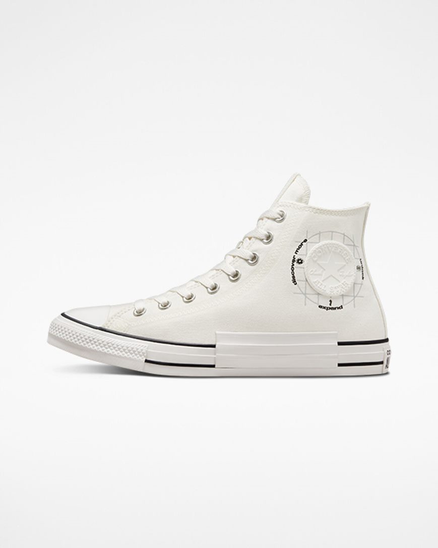 Dámské Boty Vysoké Converse Chuck Taylor All Star Grid Logo Bílé | CZ ROWJ92